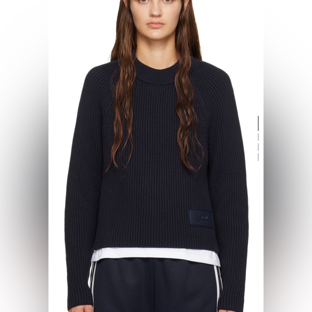 Ami  paris patch sweater in navy color